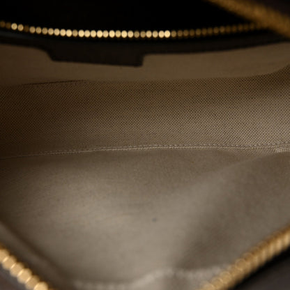GG Supreme Monogram Textured Dollar Calfskin Web Studded Mini Ophidia Flap Shoulder Bag Beige Ebony New Acero