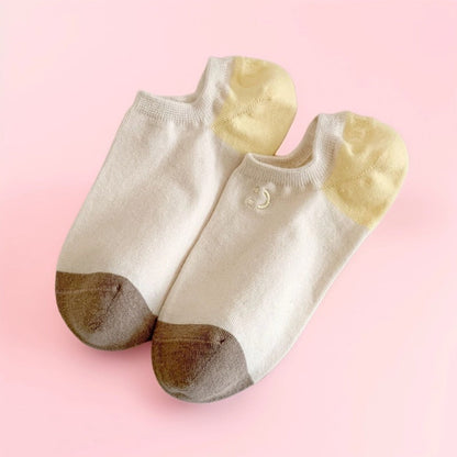 Rufia - Summer Color-Block Embroidered Smiley Ankle Socks