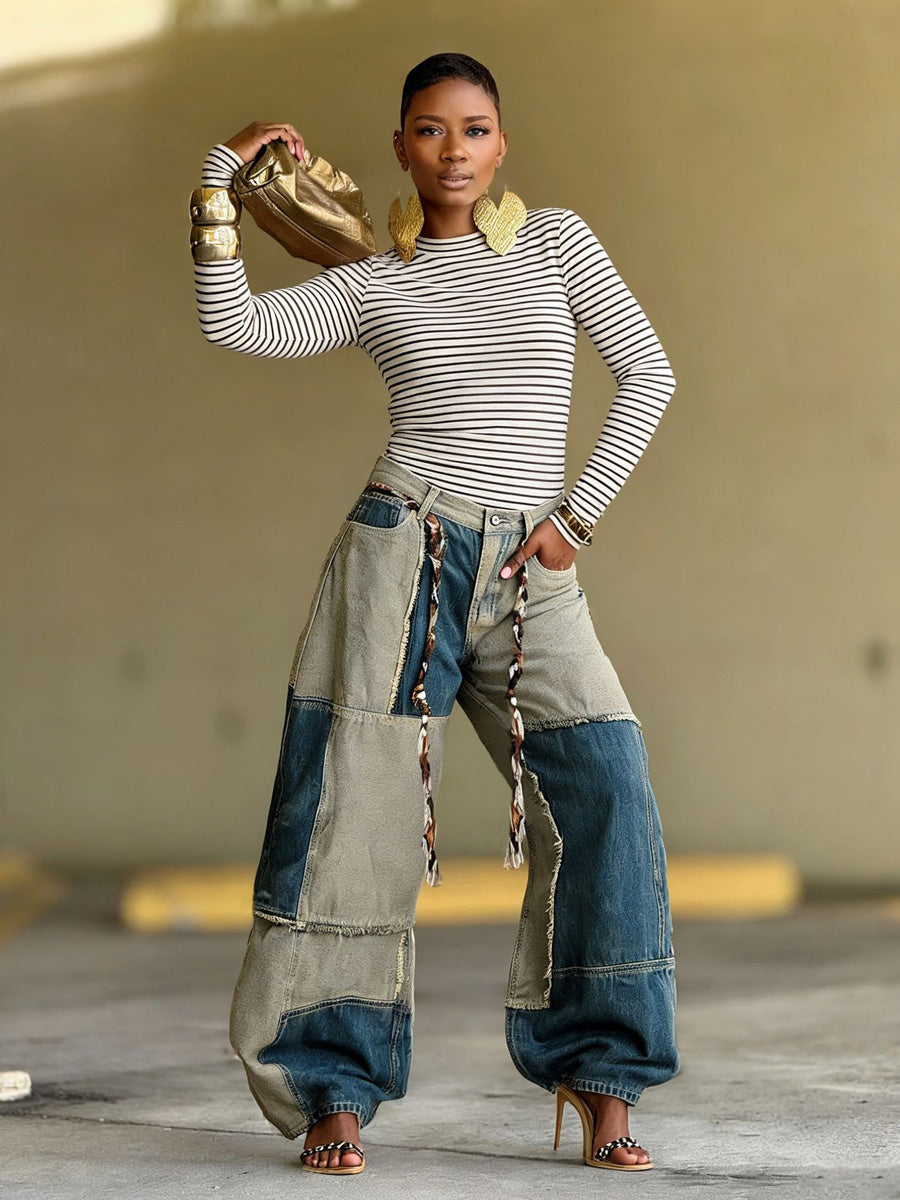 Cassidy Two-Tone Patchwork Jeans