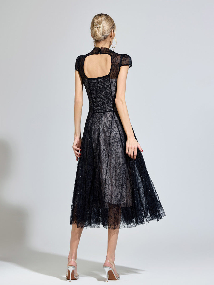 Sienna Black Lace Sequin Dress