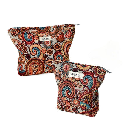 Cosbai - Boho Orange Floral Clutch Bag Zippered Organizer