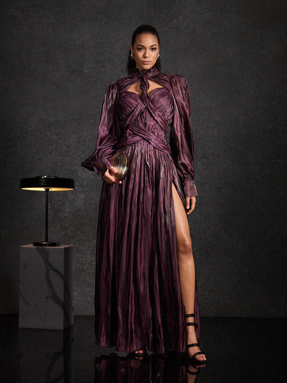 Amira Balloon Sleeve Twisted Maxi Dress