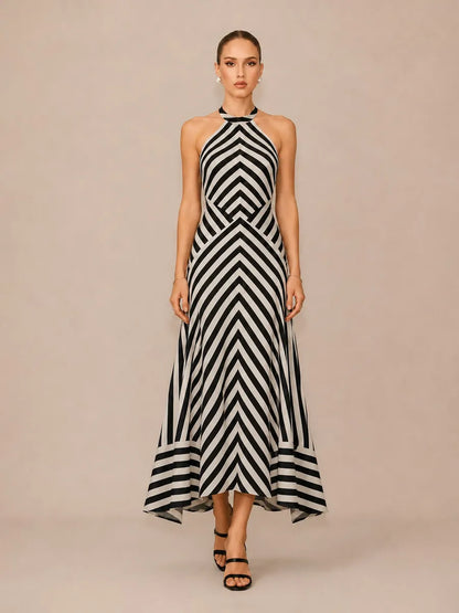 Katia Striped Open-Back Maxi Dress