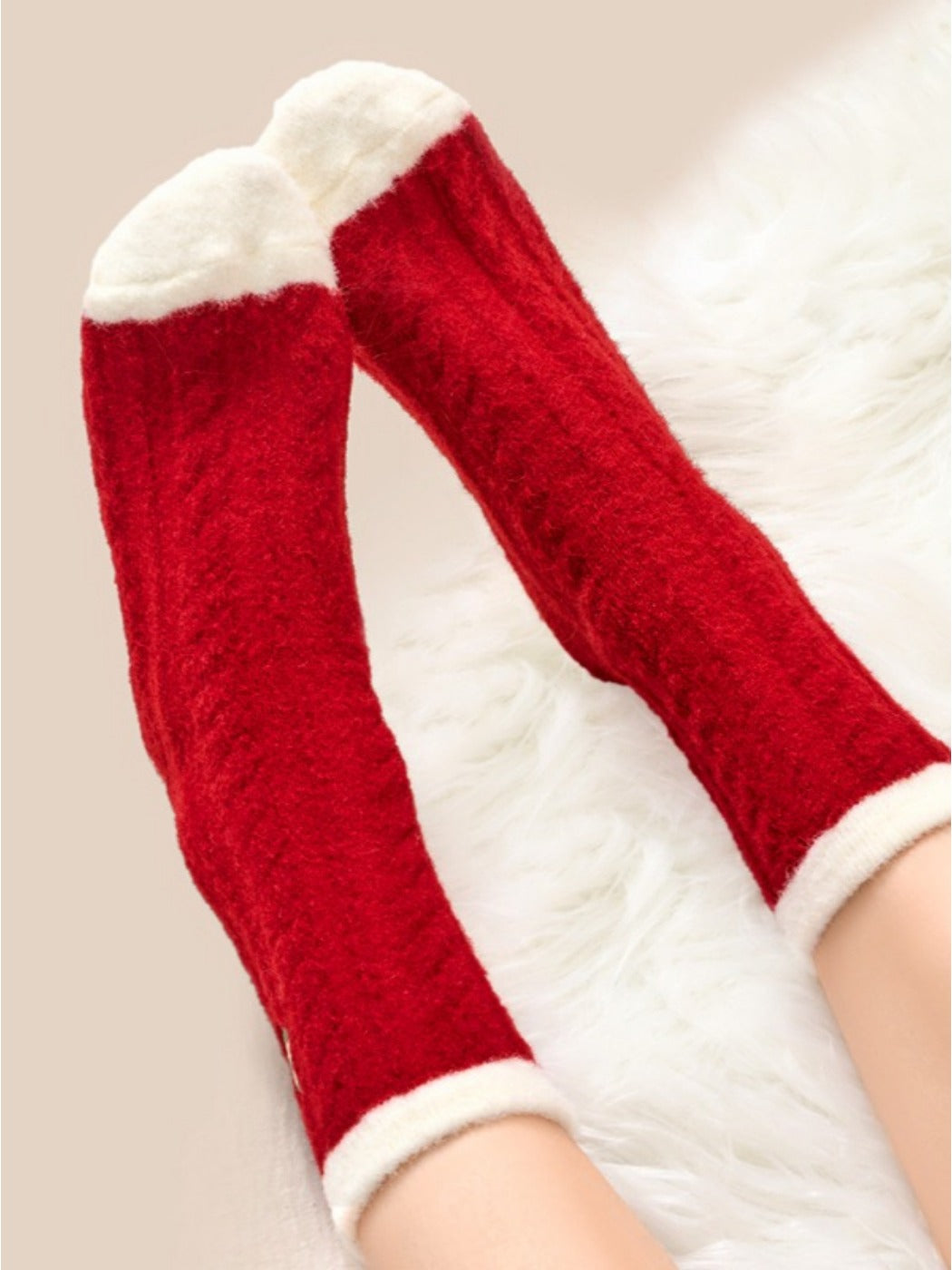 Rufia - Red &amp; White Christmas Vibe Mid-Calf Socks