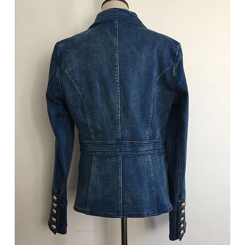 Double-Breasted Denim Blazer