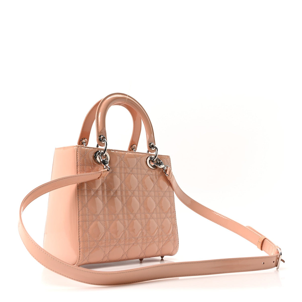 Patent Cannage Medium Lady Dior Light Pink