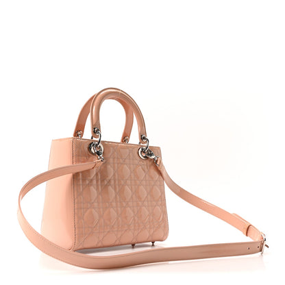 Patent Cannage Medium Lady Dior Light Pink