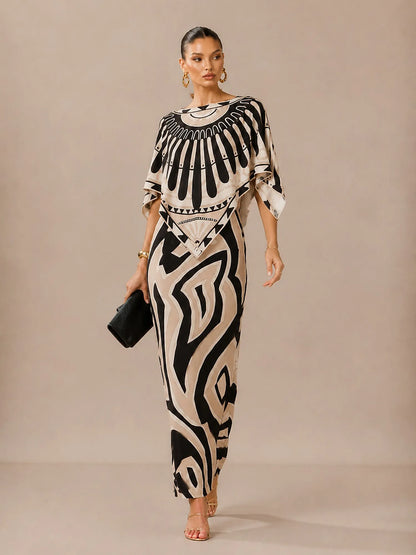 Lucy Printed Slim-Fit Zebra-Striped Dress Set