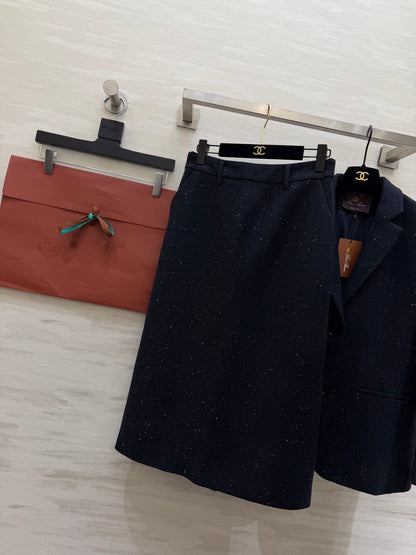 LP Blend Suit Set Dark Blue Spotted Wool 346557