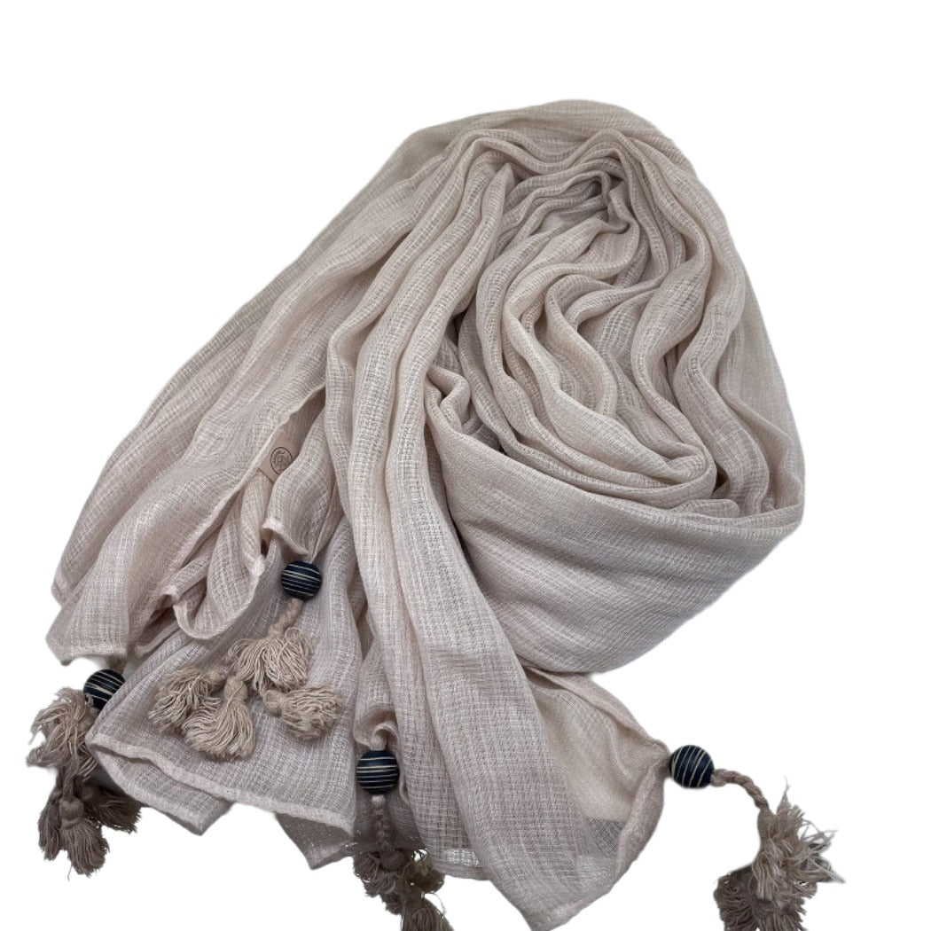 Scarvii - Large Color-Block Scarf With Fringe