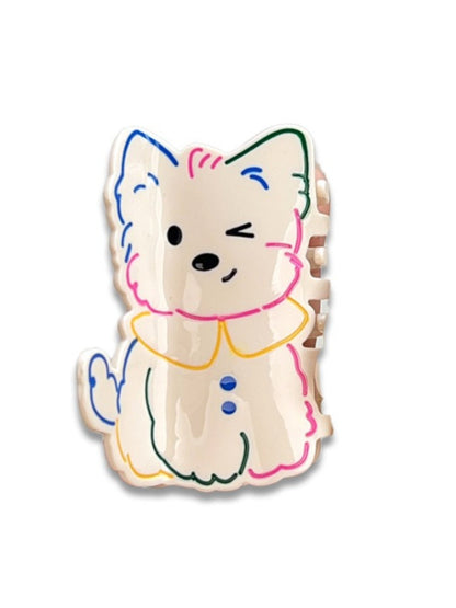 Clio - White Westie Dog-Shaped Hair Clips