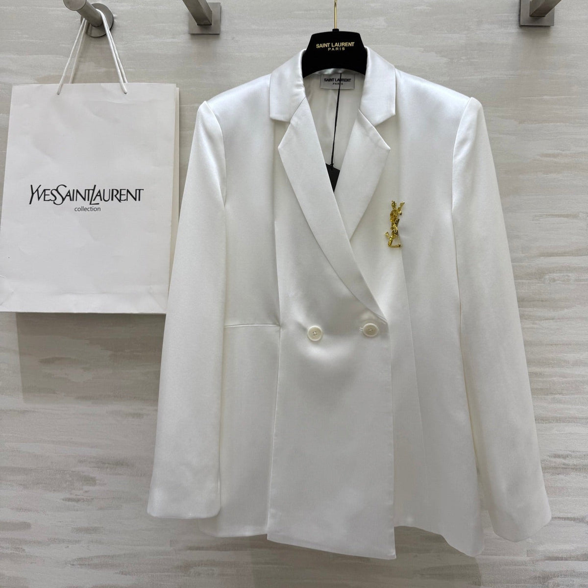 YSL 25 Suit Jacket White Triacetate