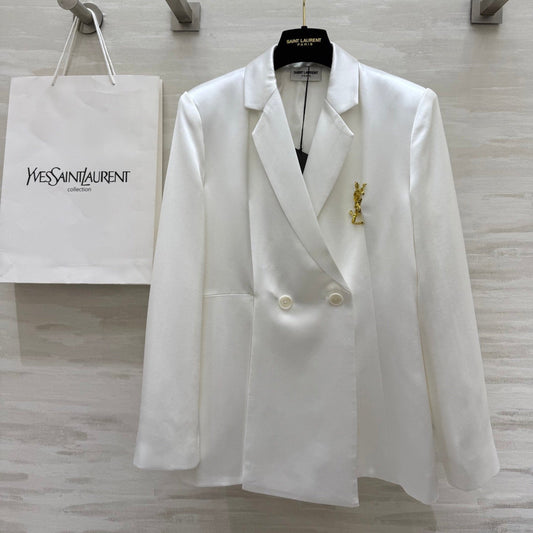 YSL 25 Suit Jacket White Triacetate