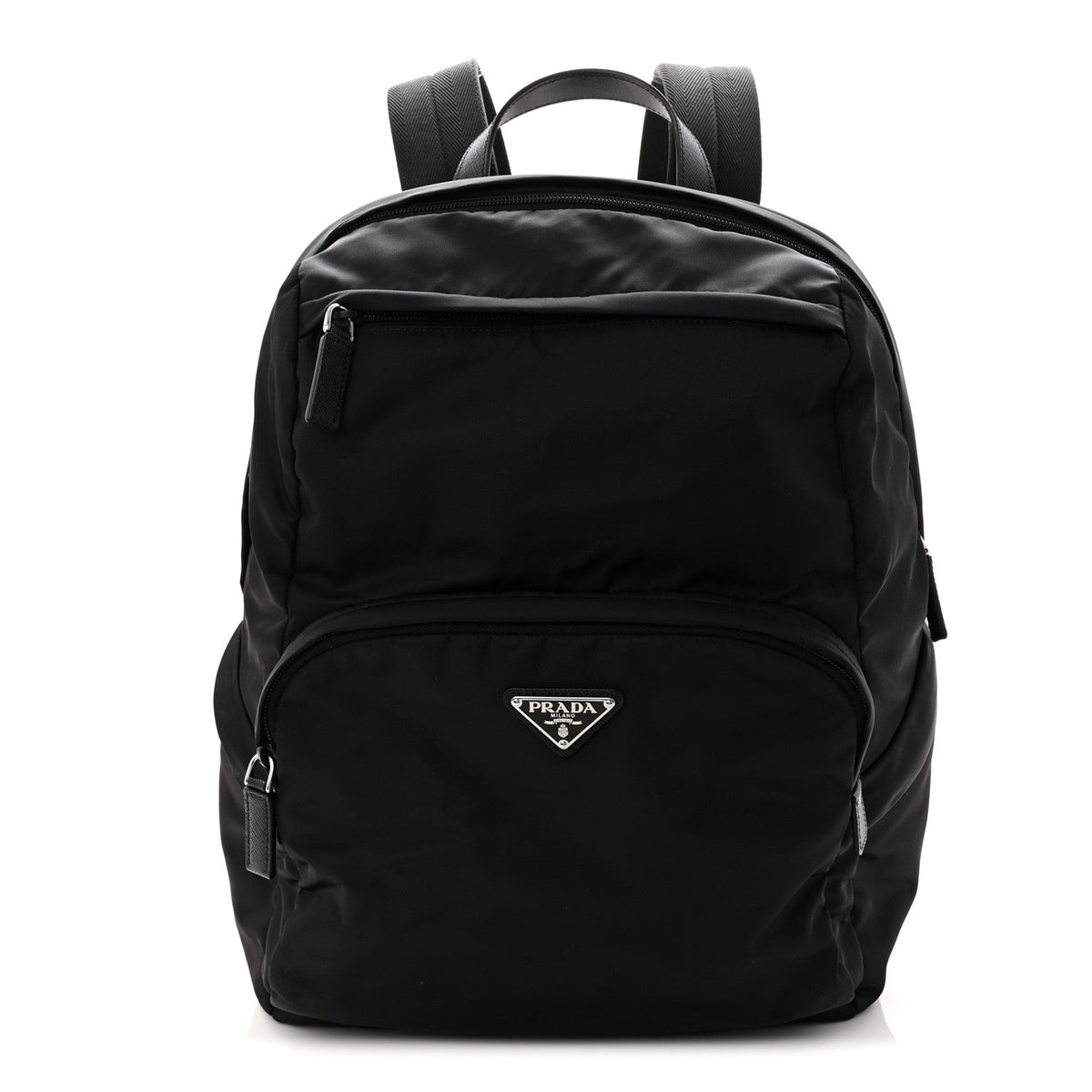 Re-Nylon Saffiano Zip Backpack Black