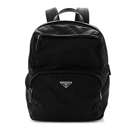 Re-Nylon Saffiano Zip Backpack Black