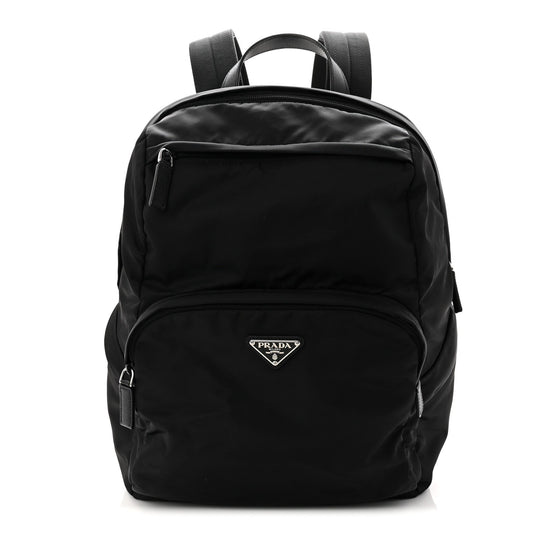 Re-Nylon Saffiano Zip Backpack Black