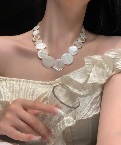 Beautiful White Alloy Pearl Shell Collar Necklace