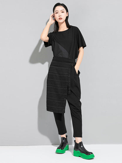 Original Stylish False Two Irregular Solid Color Harem Pants