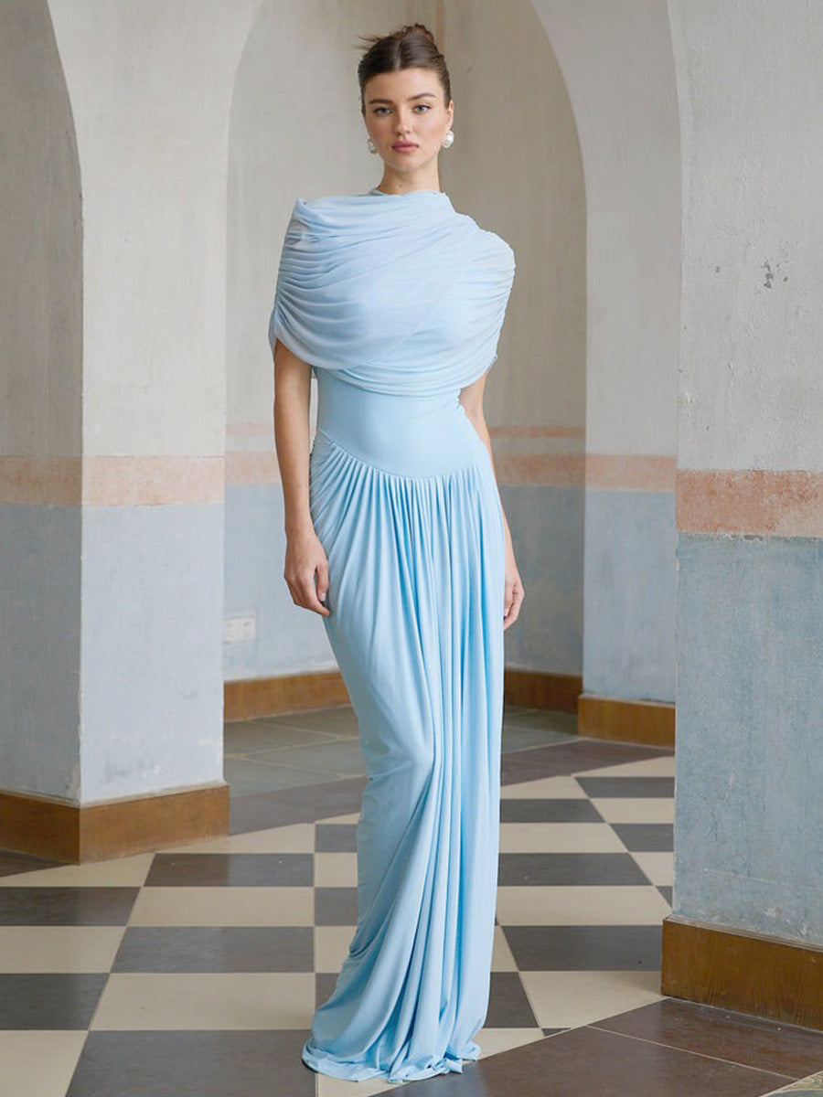Harper Asymmetrical Pleated Maxi Dress