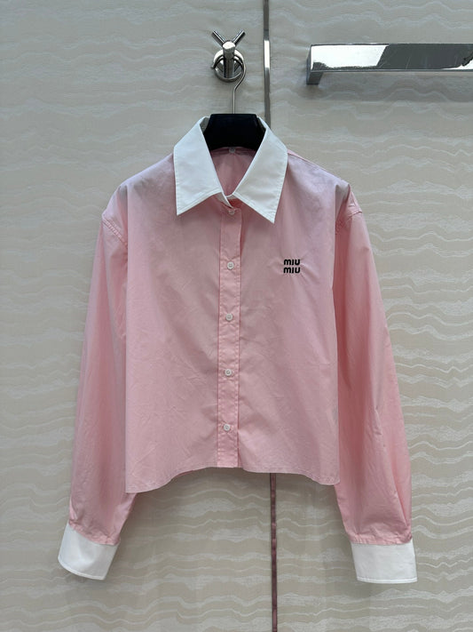 Miumiu Detachable Cuff and Collar Shirt Pink Cotton