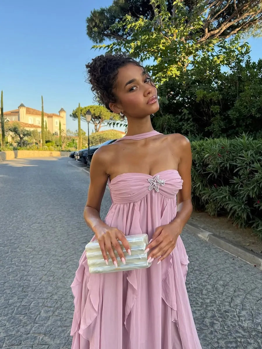 Stella Ruffle Strapless Maxi Dress
