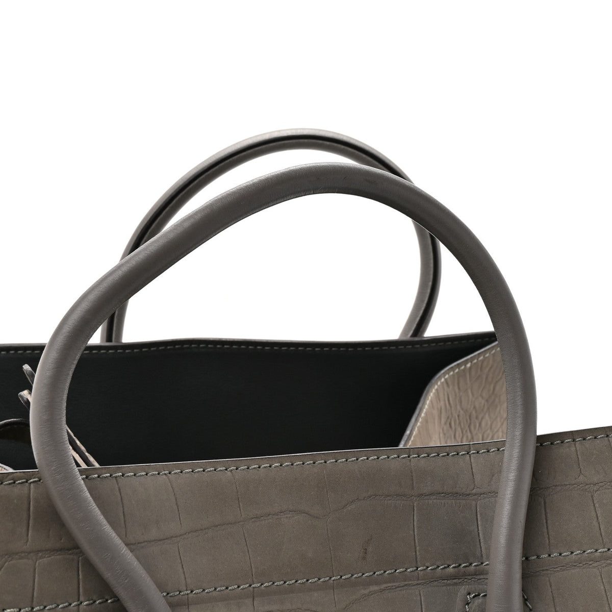 Crocodile Embossed Nubuck Medium Phantom Luggage Grey