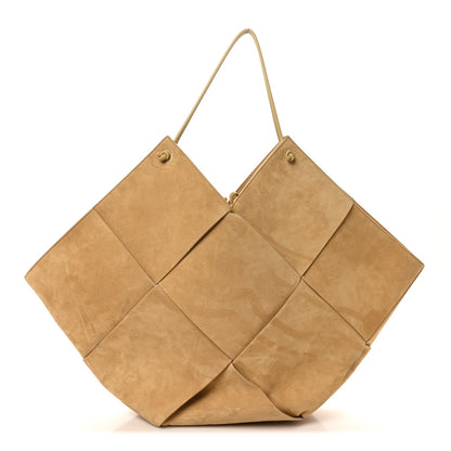 Suede Maxi Intrecciato Tote Cane Sugar Tapioca