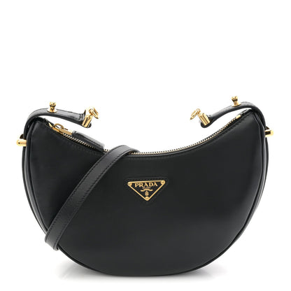 Soft Calfskin Arque Shoulder Bag Black
