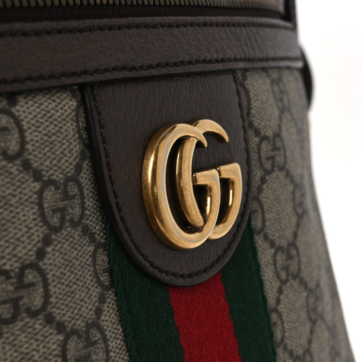 GG Supreme Monogram Web Small Ophidia Messenger Bag Brown