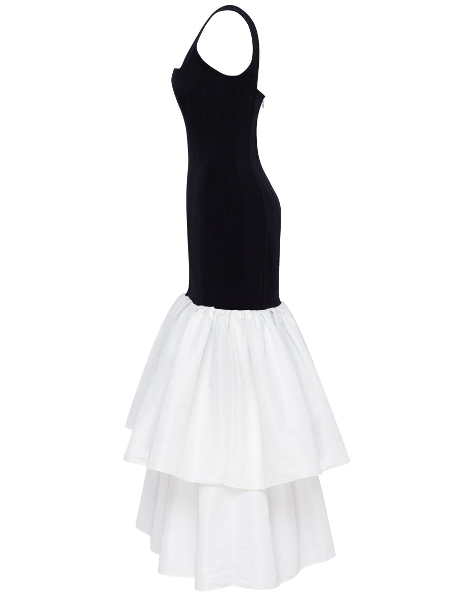 Alessandra Corset & White Tiered Ruffle Midi Dress