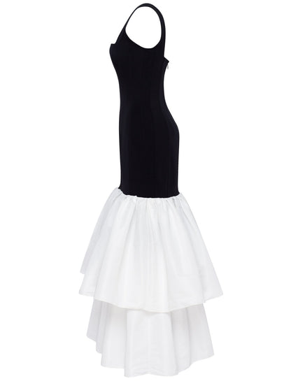 Alessandra Corset & White Tiered Ruffle Midi Dress
