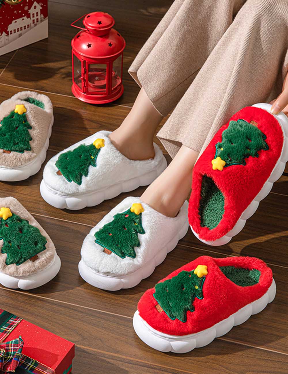 Cute Plush Cartoon Christmas Winter Slippers