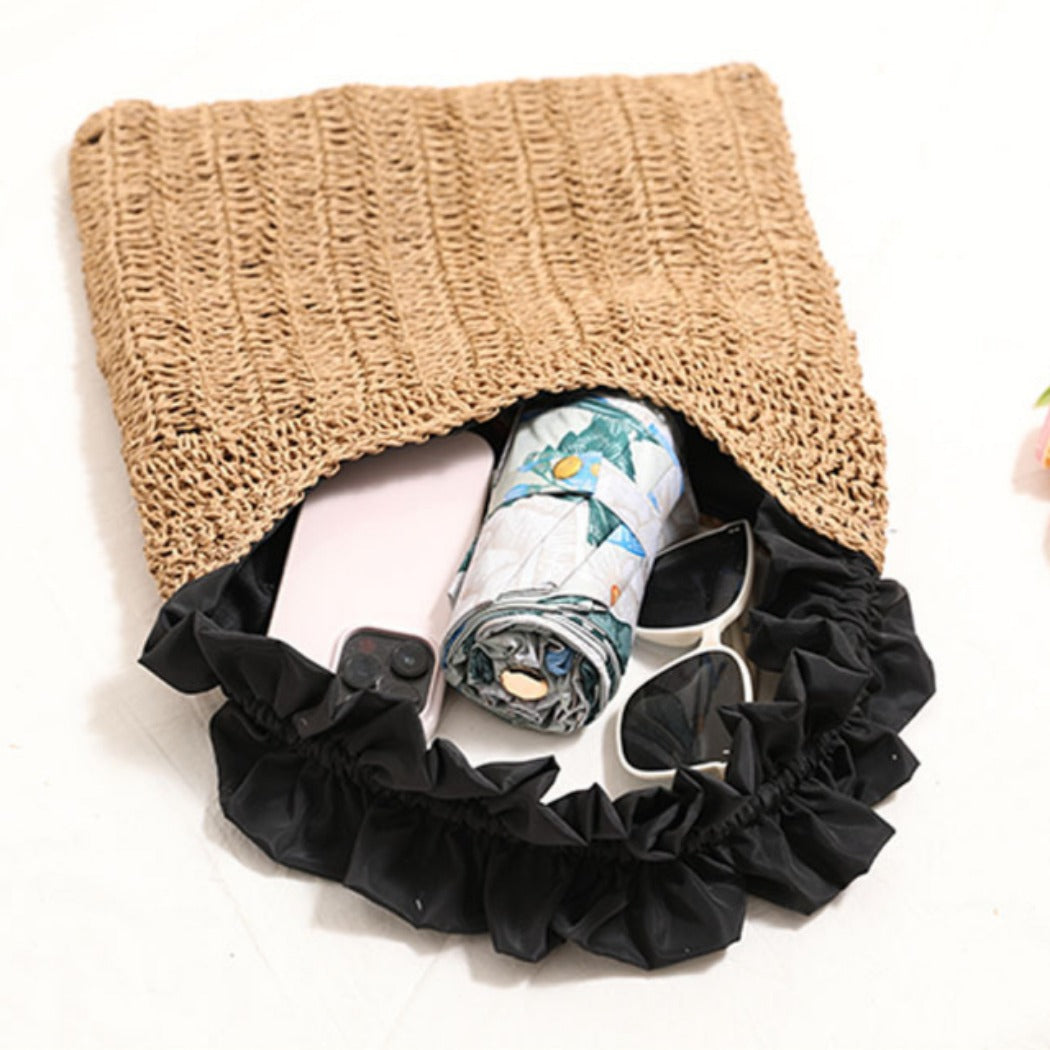 Cosbai - Ruffle Trim Crochet Sling Bag - Vintage &amp; Chic