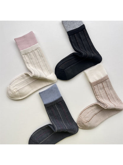Rufia - Color-Block Mid-Calf Socks – Minimalist &amp; Warm