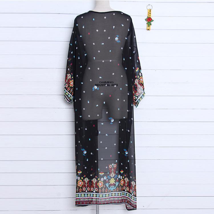 2018 New Print Chiffon Beach Long Bikini Cover Up