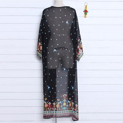 2018 New Print Chiffon Beach Long Bikini Cover Up