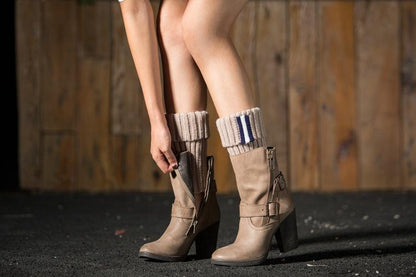 Boot Cuff Thick Short-Sleeved Thick Thick Bamboo Knit Wool Yarn Socks - 2