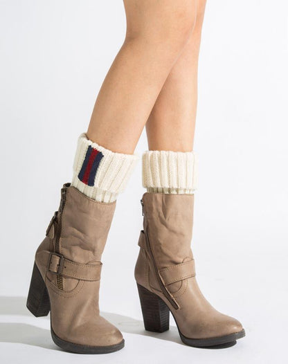 Boot Cuff Thick Short-Sleeved Thick Thick Bamboo Knit Wool Yarn Socks - 2