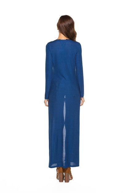 Solid Color Long Loose Sweater Coat Female V-Neck Casual Cardigan