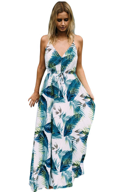 Spaghetti Stripe Printed Beach Bohemia Maxi Dress
