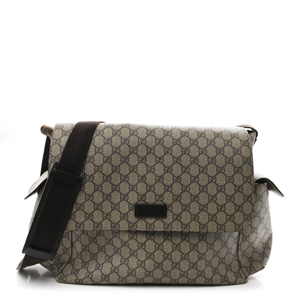 GG Plus Monogram Messenger Diaper Bag Dark Brown