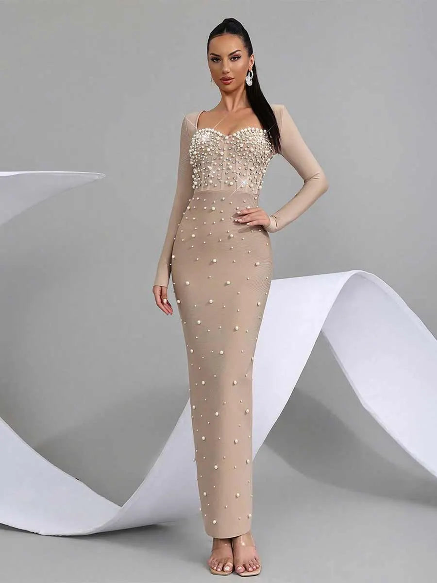 Julieta Pearl Diamond Maxi Dress