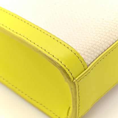 Canvas Calfskin Mini Vertical Cabas Neon Yellow