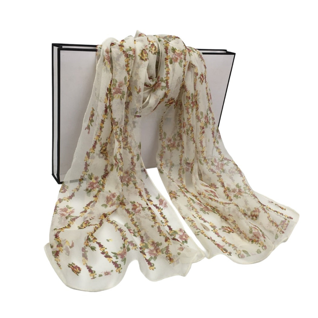 Scarvii - Vines Flower Print Scarf - Cool &amp; Soft