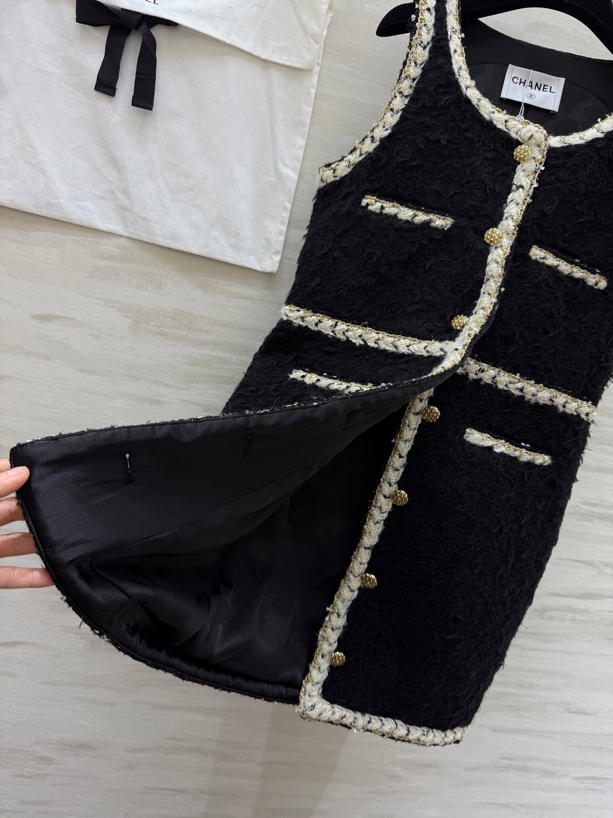 CC FW 25/26 Dress Black White Tweed 343342
