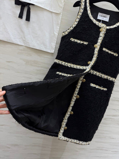 CC FW 25/26 Dress Black White Tweed 343342