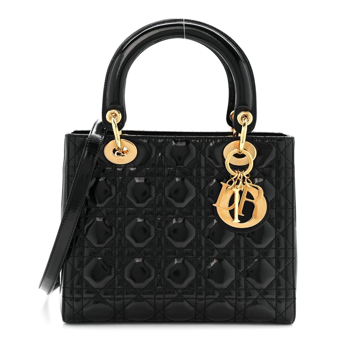 Patent Cannage Medium Lady Dior Black