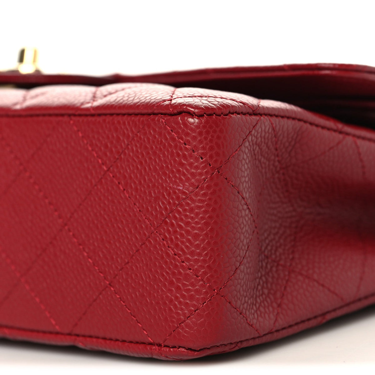 Caviar Quilted Medium Double Flap Red