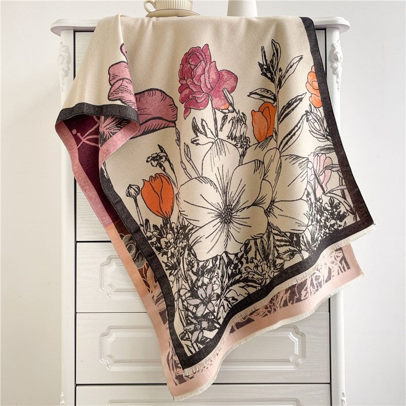 Jacquard Fringed Cashmere-Like Scarf