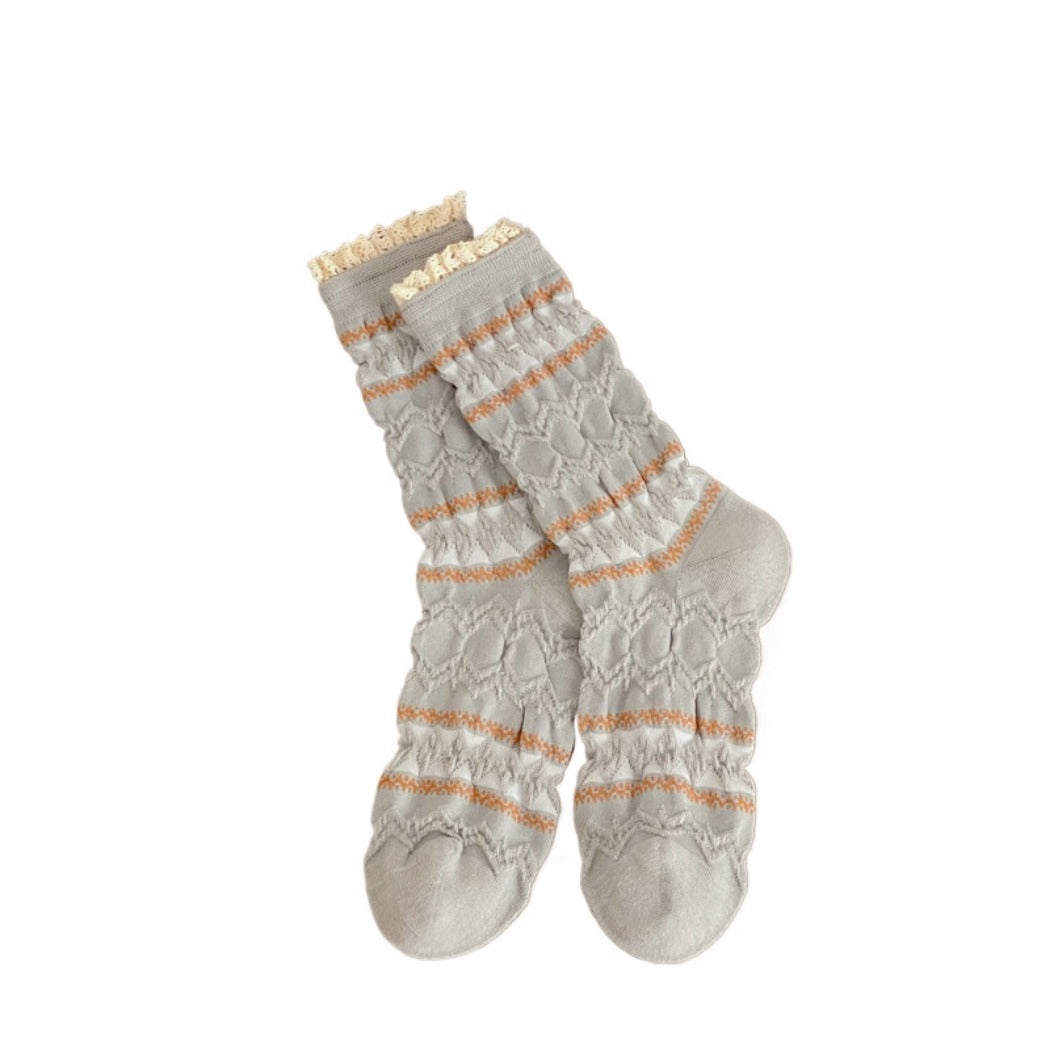 Rufia - Maillard Lace Trim Crew Socks - Elegant &amp; Warm